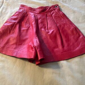 Red Leather Shorts